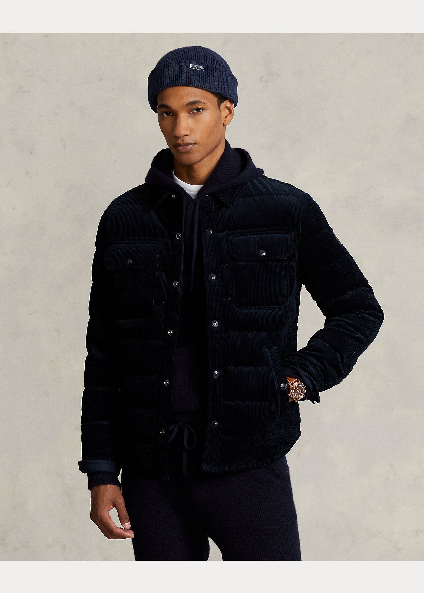 Polo Ralph Lauren La doudoune navy en velours côtelé Beaton - Lothaire