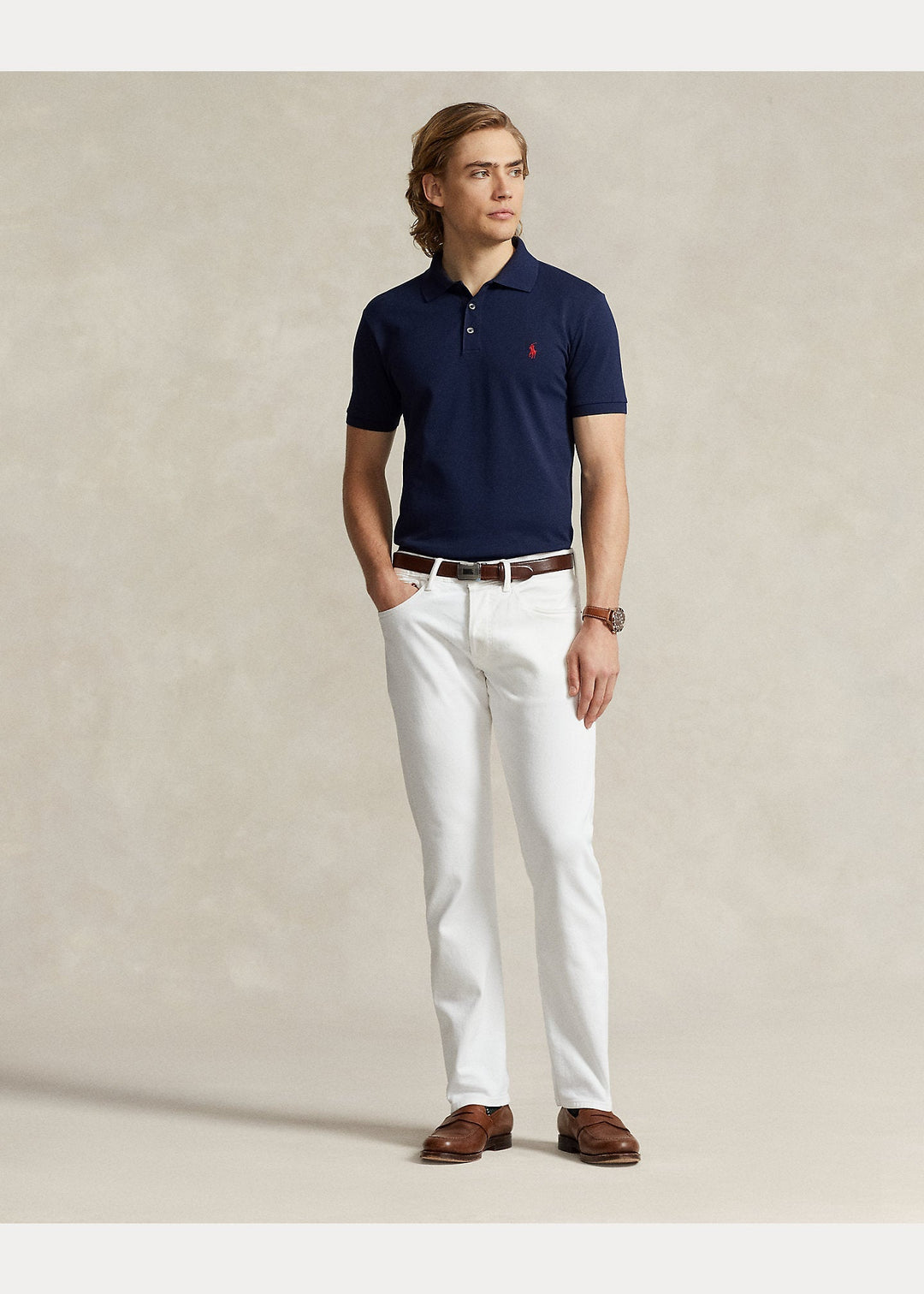 Polo Ralph Lauren - Polo cintré en coton piqué stretch Refined navy - Lothaire