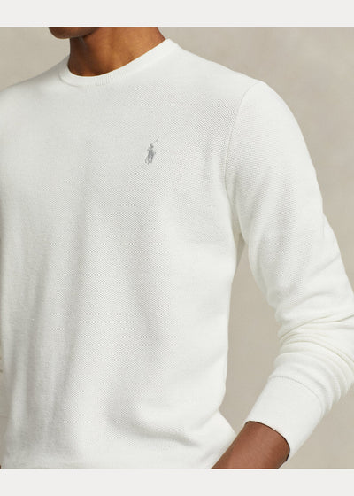 Polo Ralph Lauren - Pull white à col rond en coton texturé - Lothaire