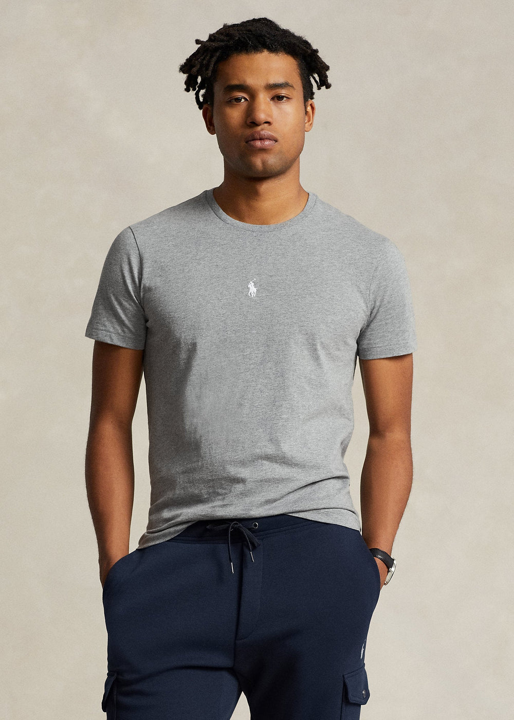 Polo Ralph Lauren - T-shirt ajusté Steel heather à col rond en jersey - Lothaire