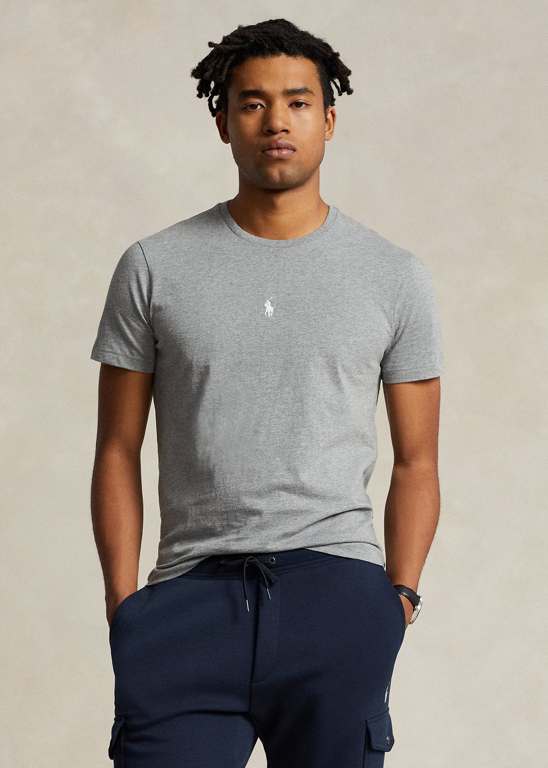 Polo Ralph Lauren - T-shirt ajusté Steel heather à col rond en jersey - Lothaire