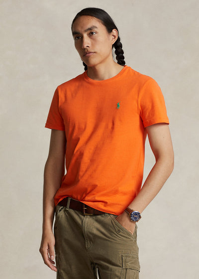 Polo Ralph Lauren - T-shirt orange col rond en jersey coupe ajustée - Lothaire