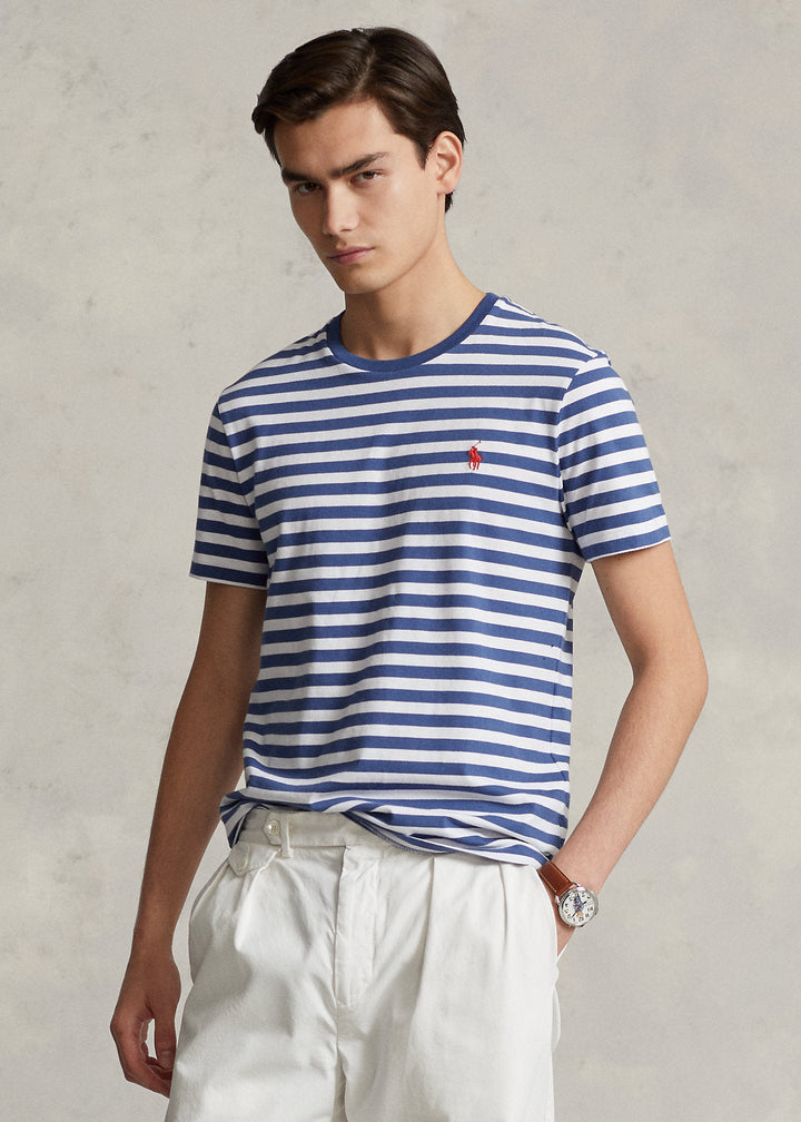 Polo Ralph Lauren T-shirt rayé ajusté en jersey Old Royal/White - Lothaire