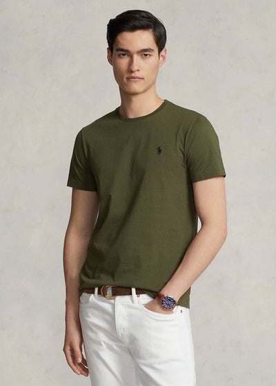 Polo Ralph Lauren T-shirt vert ajusté à col rond en jersey - Lothaire
