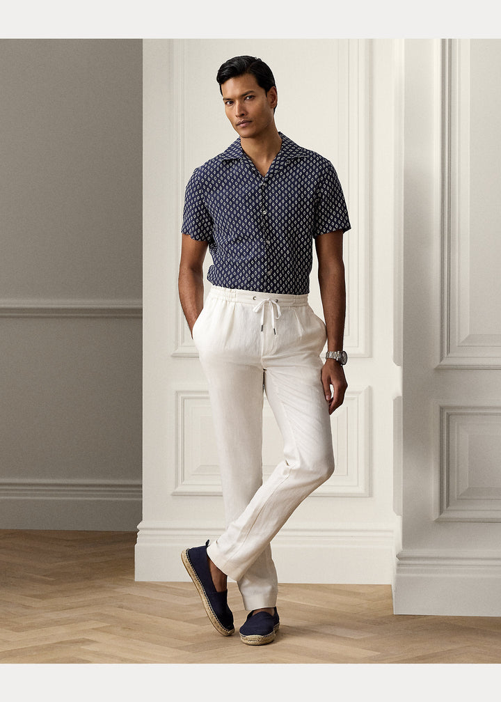 Purple Label - Chemise safari lin - soie à motif losanges - Lothaire