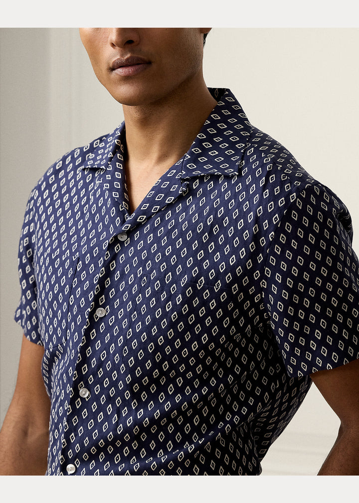 Purple Label - Chemise safari lin - soie à motif losanges - Lothaire
