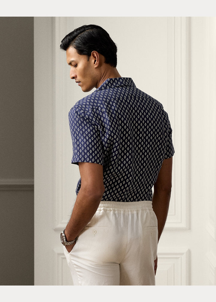 Purple Label - Chemise safari lin - soie à motif losanges - Lothaire