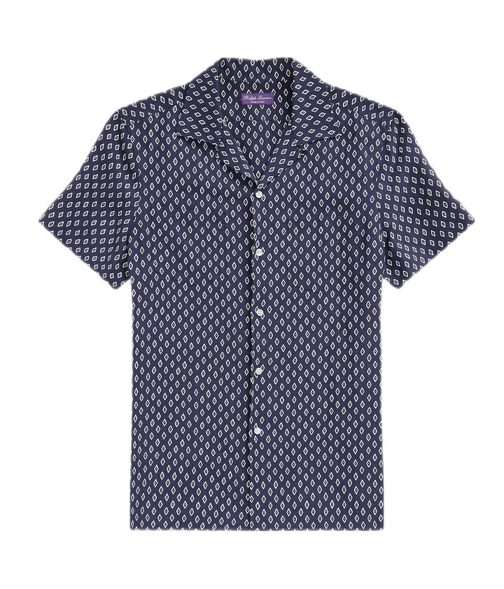Purple Label - Chemise safari lin - soie à motif losanges - Lothaire