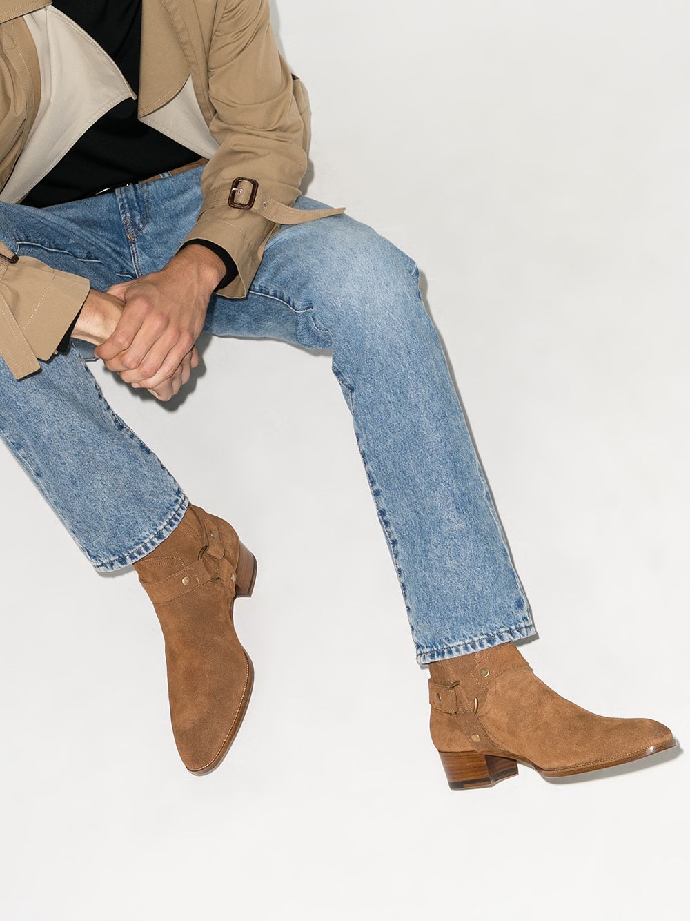 Saint Laurent Bottines Brown Wyatt - Lothaire