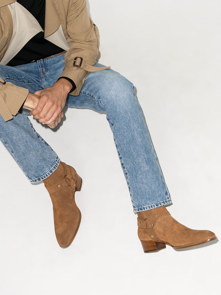 Saint Laurent Bottines Brown Wyatt - Lothaire