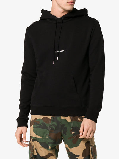 Saint Laurent Hoodie à logo imprimé noir - Lothaire boutiques