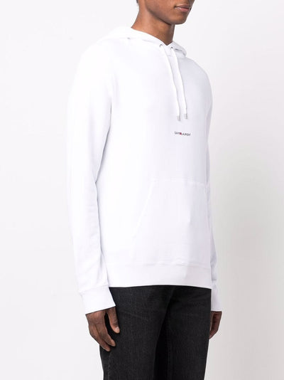 Saint Laurent logo-print hoodie blanc - Lothaire boutiques