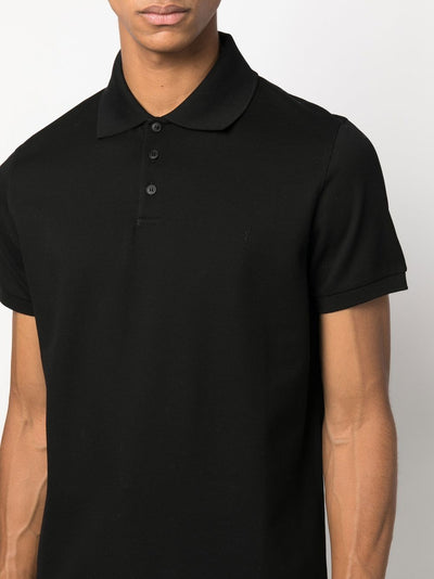 Saint Laurent Polo Black à logo imprimé - Lothaire