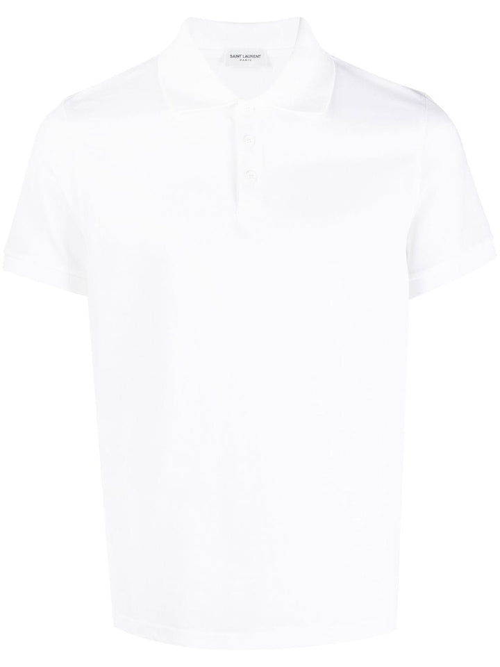 Saint Laurent Polo White à logo imprimé - Lothaire