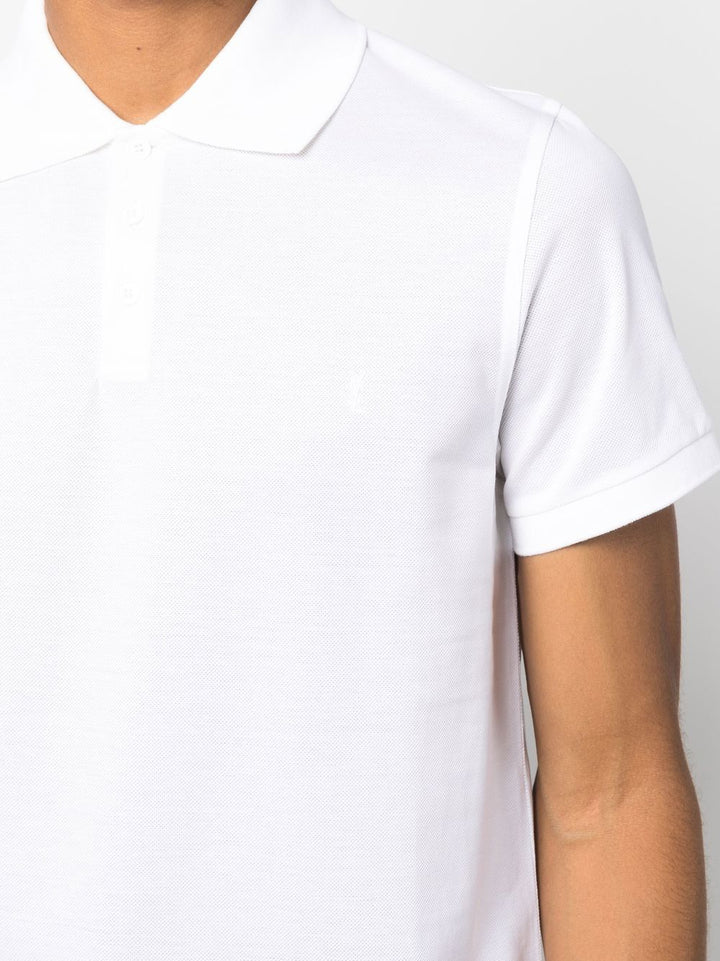 Saint Laurent Polo White à logo imprimé - Lothaire
