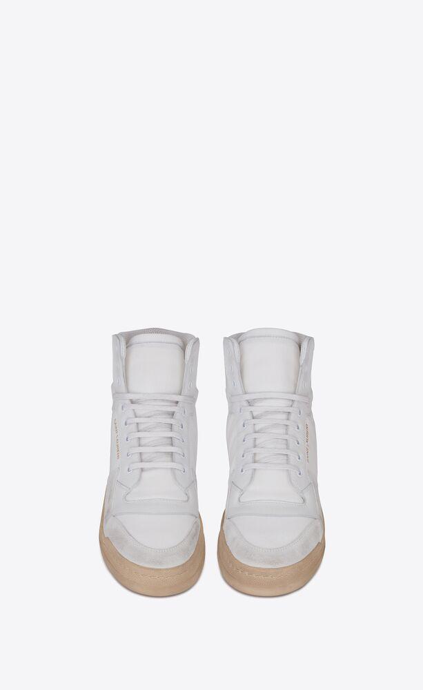 Saint Laurent- SL24 Sneackers mi-hautes en toile, cuir et suède - Lothaire boutiques (7017215361189)