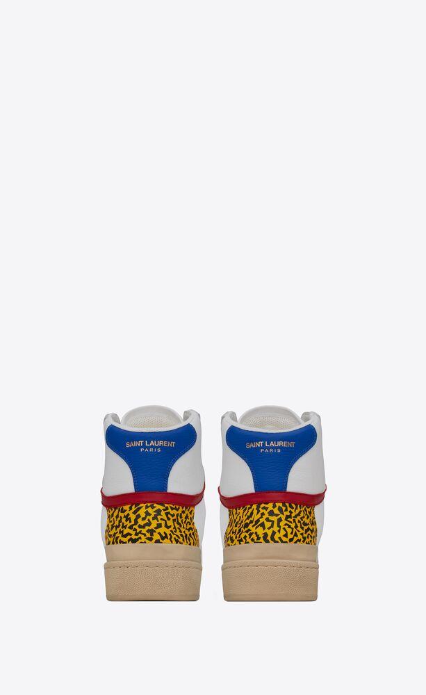 Saint Laurent- SL24 Sneackers mi-hautes en toile, cuir et suède - Lothaire boutiques (7017215361189)