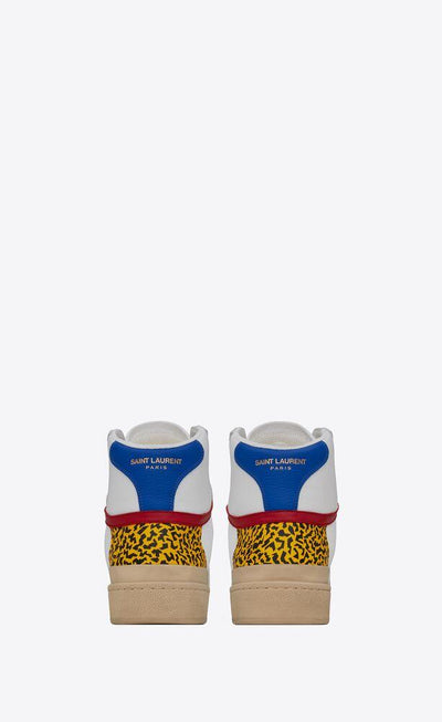 Saint Laurent- SL24 Sneackers mi-hautes en toile, cuir et suède - Lothaire boutiques (7017215361189)