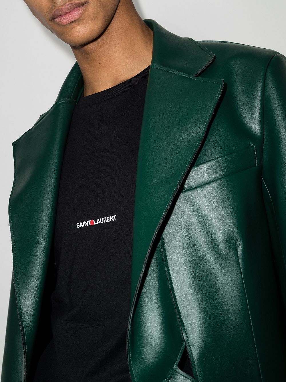 Saint laurent leather shirt deals