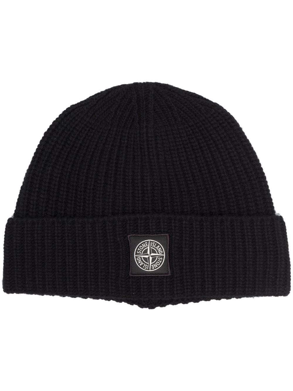 Stone Island Bonnet noir à patch logo - Lothaire boutiques
