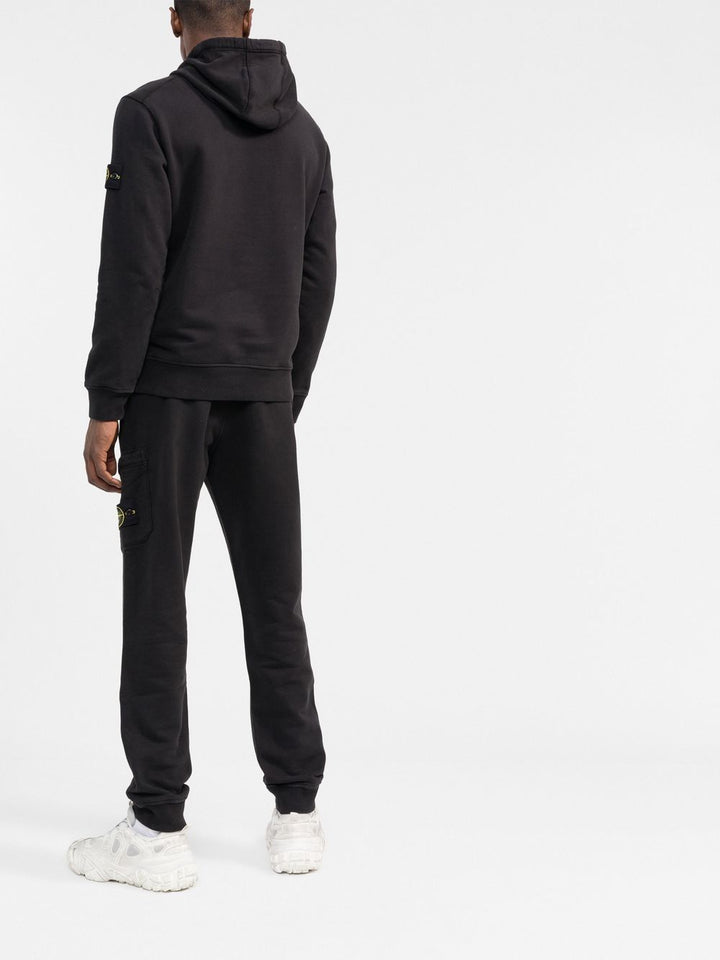 Stone Island Hoodie noir en coton à patch compass signature - Lothaire boutiques