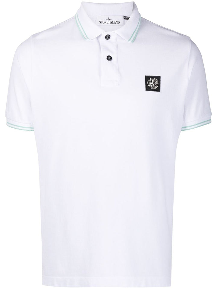 Stone Island Polo 22S18 STRETCH COTTON PIQUÉ_COUPE AJUSTÉE blanc - Lothaire boutiques