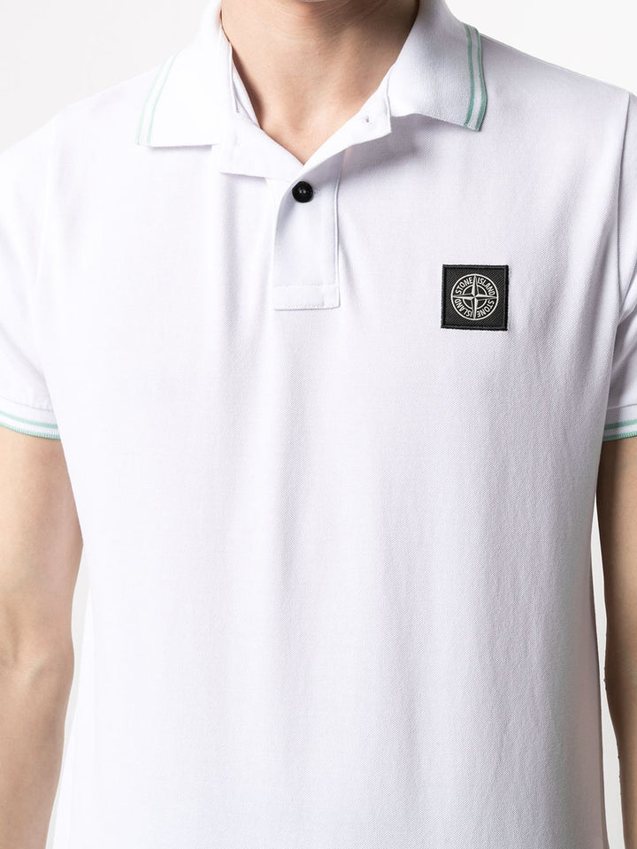 Stone Island Polo 22S18 STRETCH COTTON PIQUÉ_COUPE AJUSTÉE blanc - Lothaire boutiques