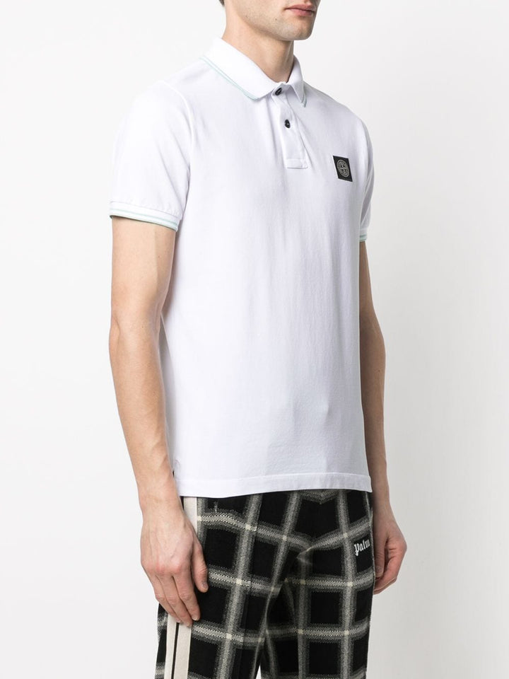 Stone Island Polo 22S18 STRETCH COTTON PIQUÉ_COUPE AJUSTÉE blanc - Lothaire boutiques