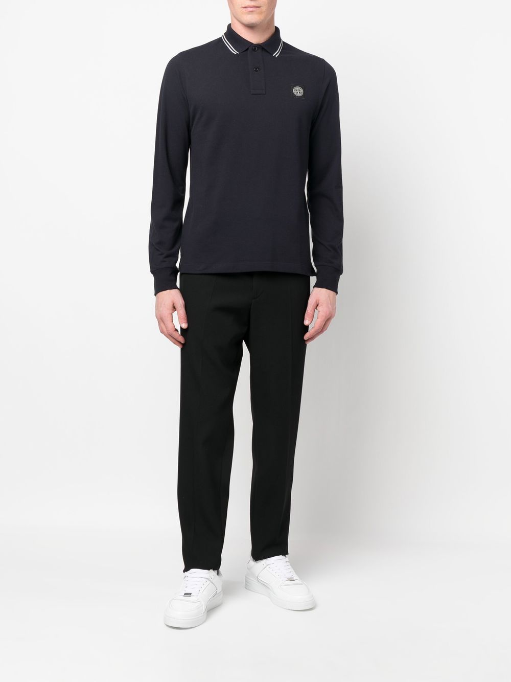 Stone Island Polo bleu à motif compass signature - Lothaire boutiques
