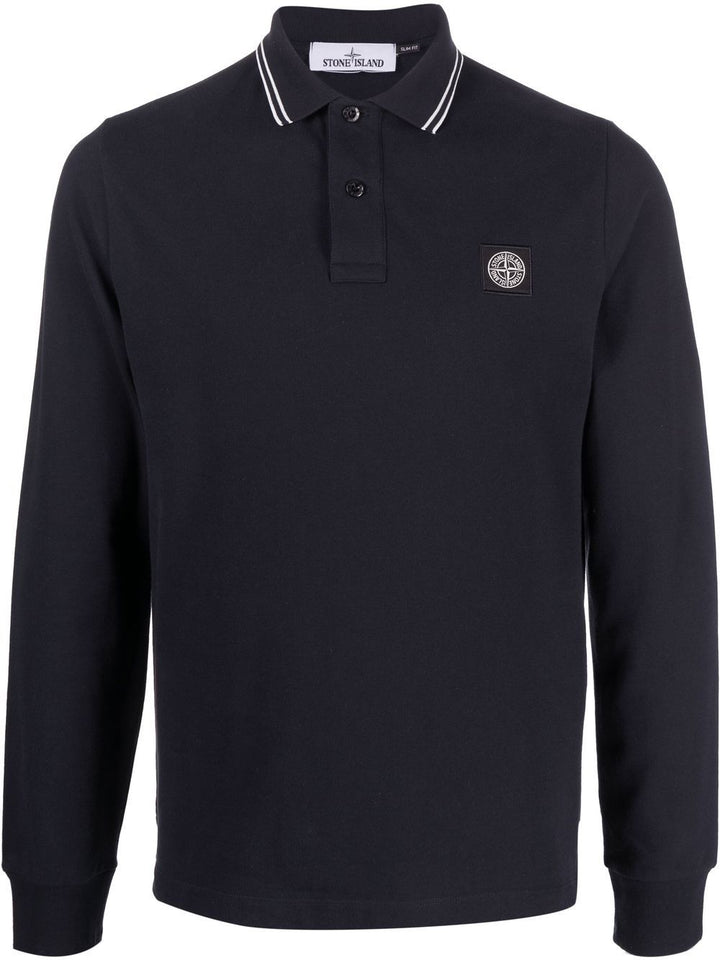 Stone Island Polo bleu à motif compass signature - Lothaire boutiques