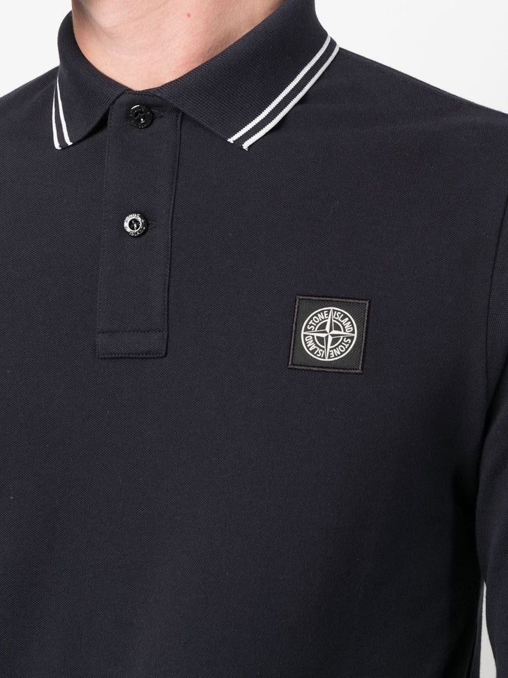 Stone Island Polo bleu à motif compass signature - Lothaire boutiques