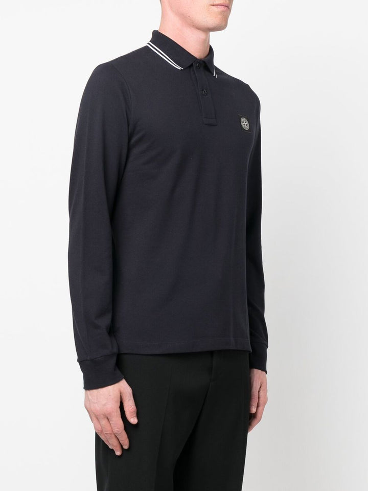 Stone Island Polo bleu à motif compass signature - Lothaire boutiques