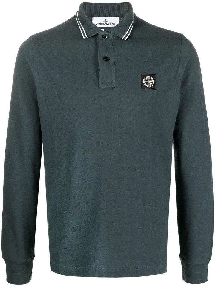 Stone Island Polo vert à motif compass signature - Lothaire boutiques