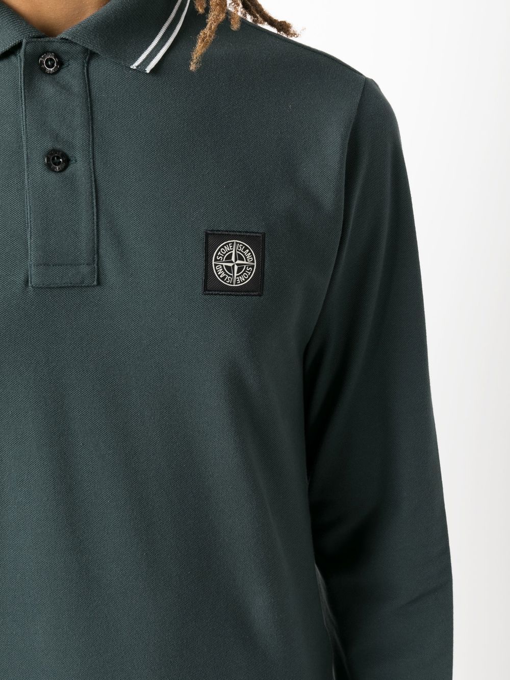 Stone Island Polo vert à motif compass signature - Lothaire boutiques