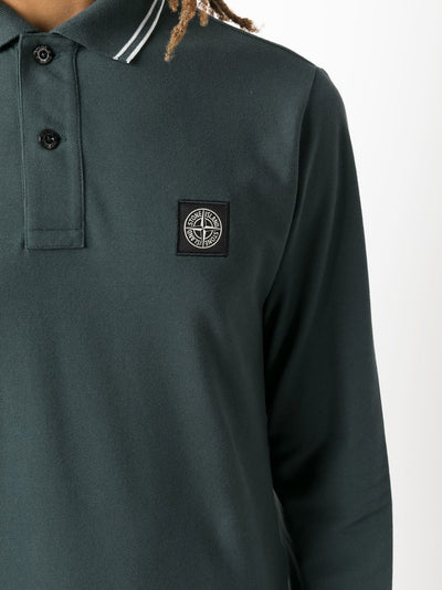 Stone Island Polo vert à motif compass signature - Lothaire boutiques