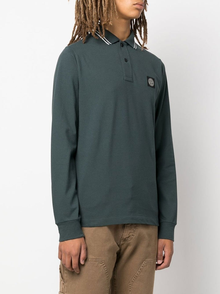 Stone Island Polo vert à motif compass signature - Lothaire boutiques