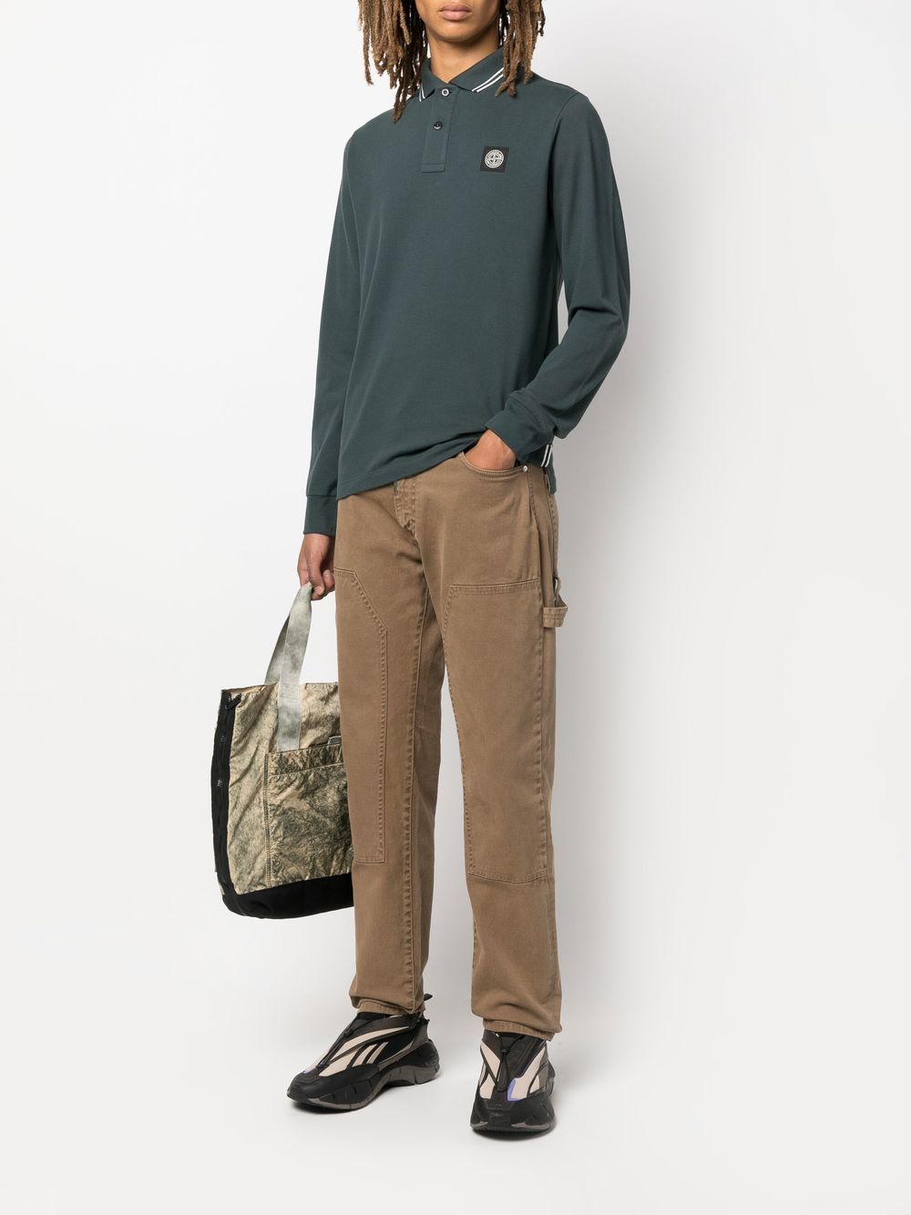 Stone Island Polo vert à motif compass signature - Lothaire boutiques