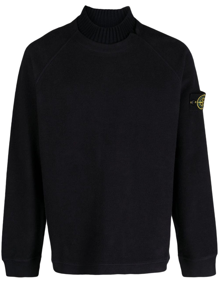 Stone Island Pull navy en polaire à patch Compass - Lothaire