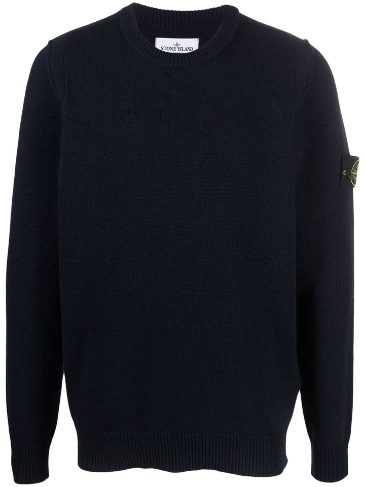 Stone Island Pull navy zippé à patch Compass - Lothaire
