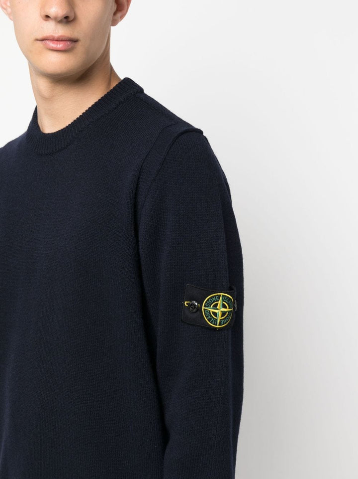 Stone Island Pull navy zippé à patch Compass - Lothaire