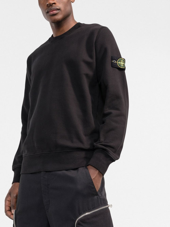 Stone Island Sweat noir en coton à patch compass signature - Lothaire boutiques