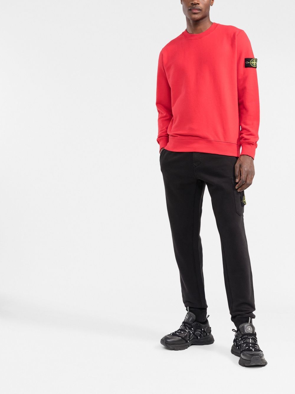 Stone Island Sweat rouge en coton à patch compass signature - Lothaire boutiques
