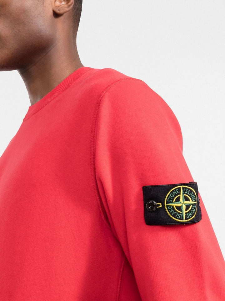 Stone Island Sweat rouge en coton à patch compass signature - Lothaire boutiques