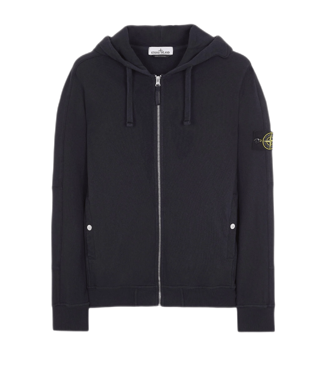 Stone Island Sweat zippe a capuche navy 63160 OLD TREATMENT Lothaire
