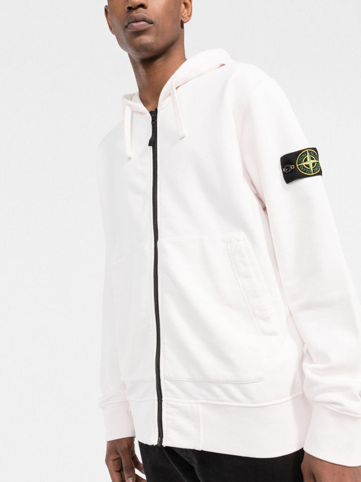 Stone Island - Sweat zippé rose 64251 GARMENT-DYED_POLAIRE DE COTON - Lothaire boutiques