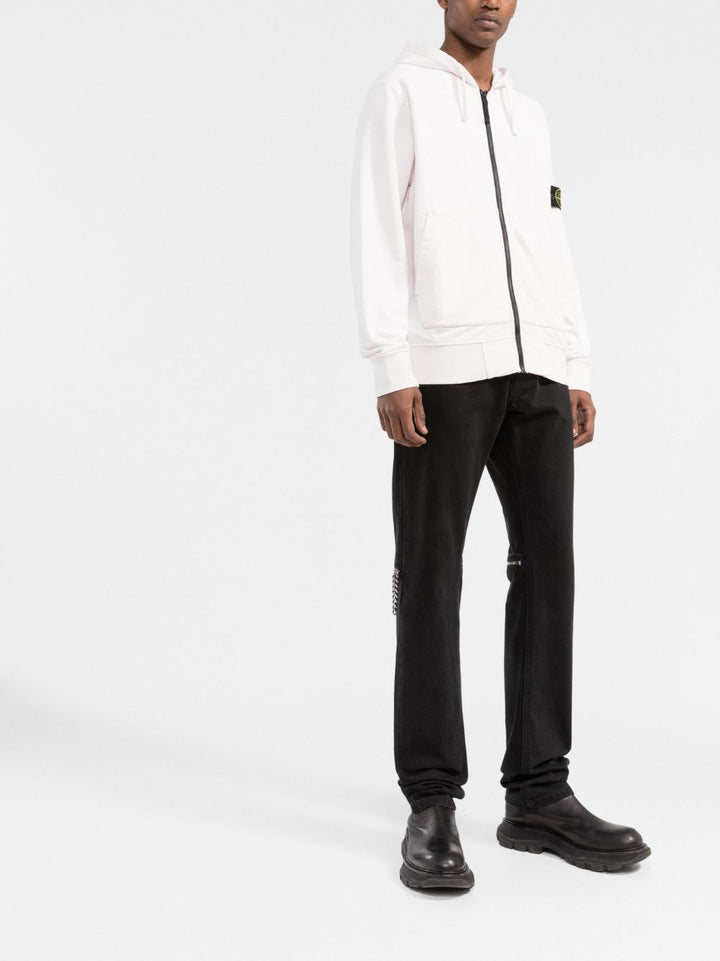 Stone Island - Sweat zippé rose 64251 GARMENT-DYED_POLAIRE DE COTON - Lothaire boutiques