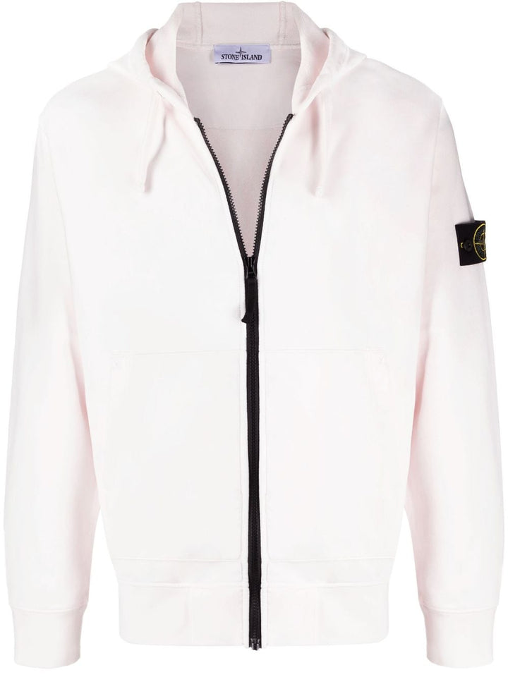 Stone Island - Sweat zippé rose 64251 GARMENT-DYED_POLAIRE DE COTON - Lothaire boutiques