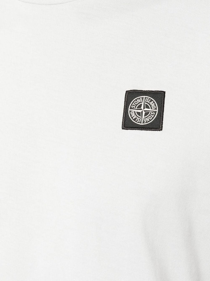 Stone Island T-shirt blanc en coton à motif compass - Lothaire boutiques