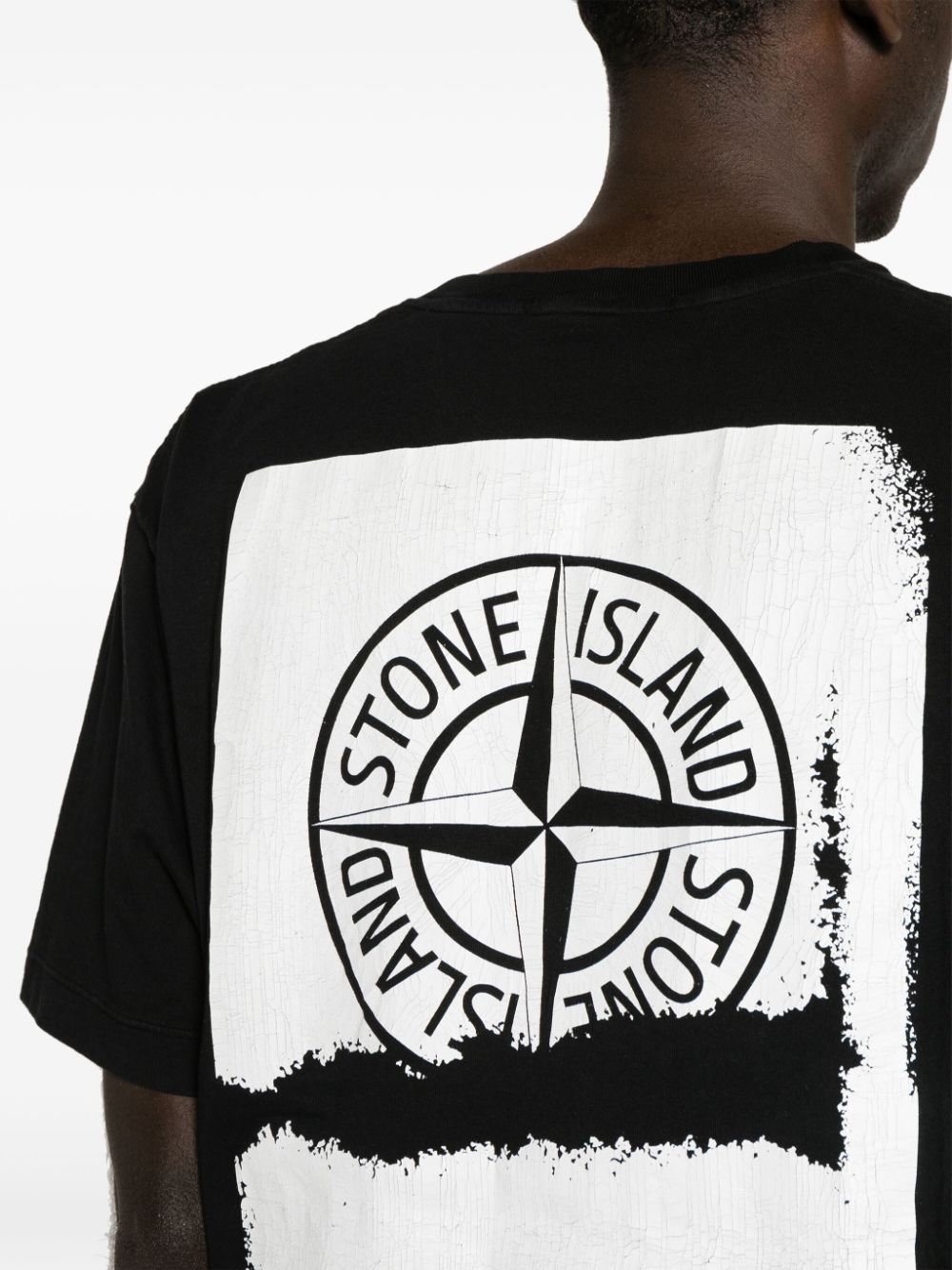 Stone Island - T Shirt noir 2RC89 'SCRATCHED PAINT ONE' PRINT - Lothaire
