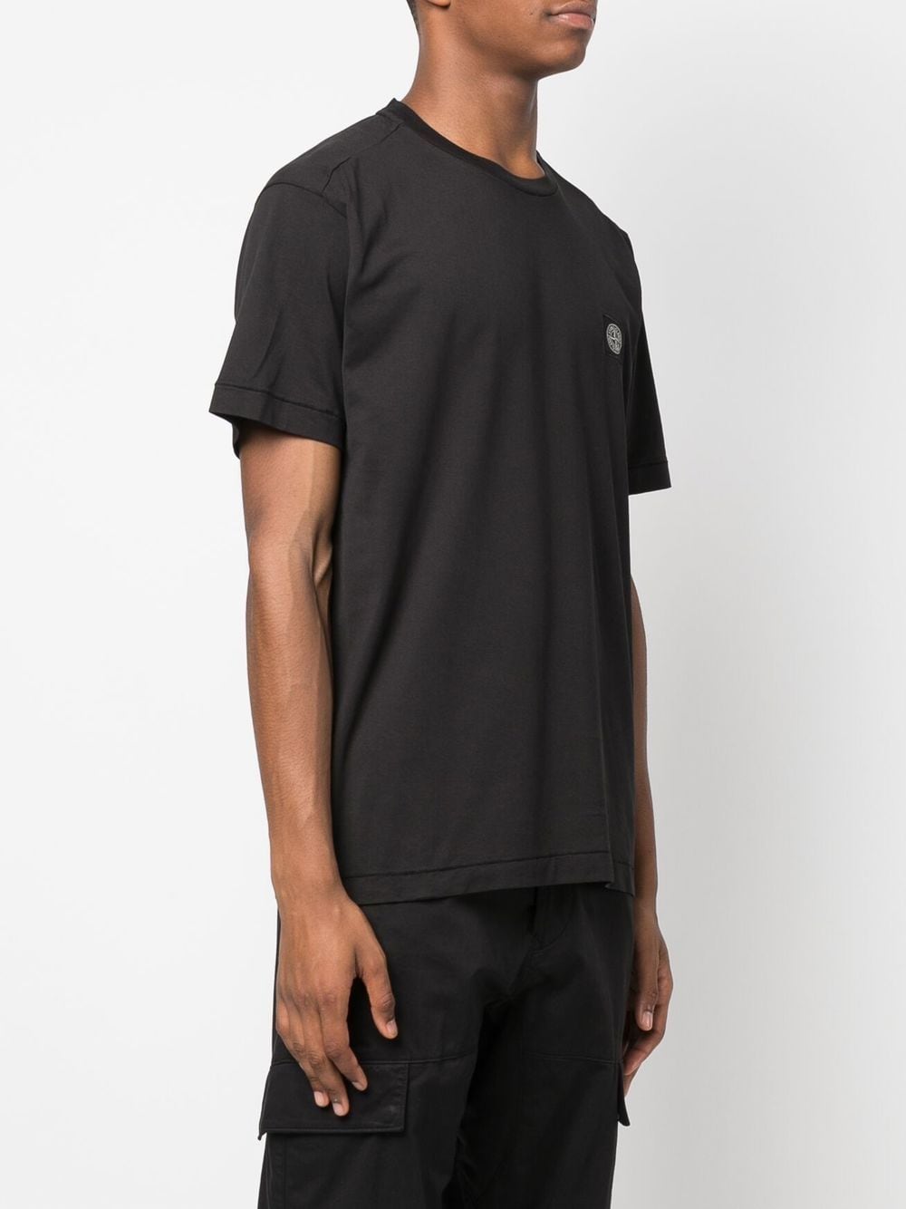 Stone Island T-shirt noir en coton à motif compass - Lothaire boutiques